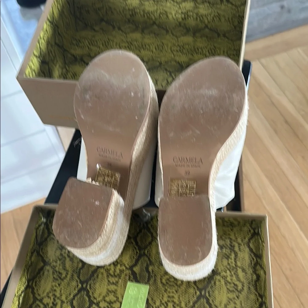 Cream Espadrille Platform Shoes with Slip-On Design - Picture 4 of 10